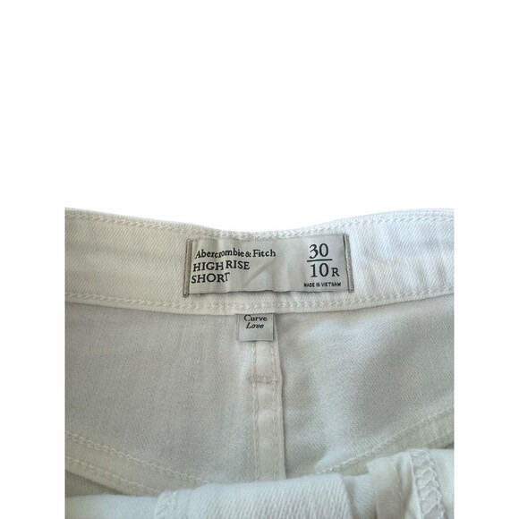 Abercrombie & Fitch The Mom Short High Rise White Denim Curve Love Size 30 / 10 - Picture 4 of 5